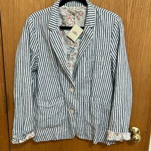 Faherty Striped Blazer Size L Sagaponack Blue White Stripe NWT